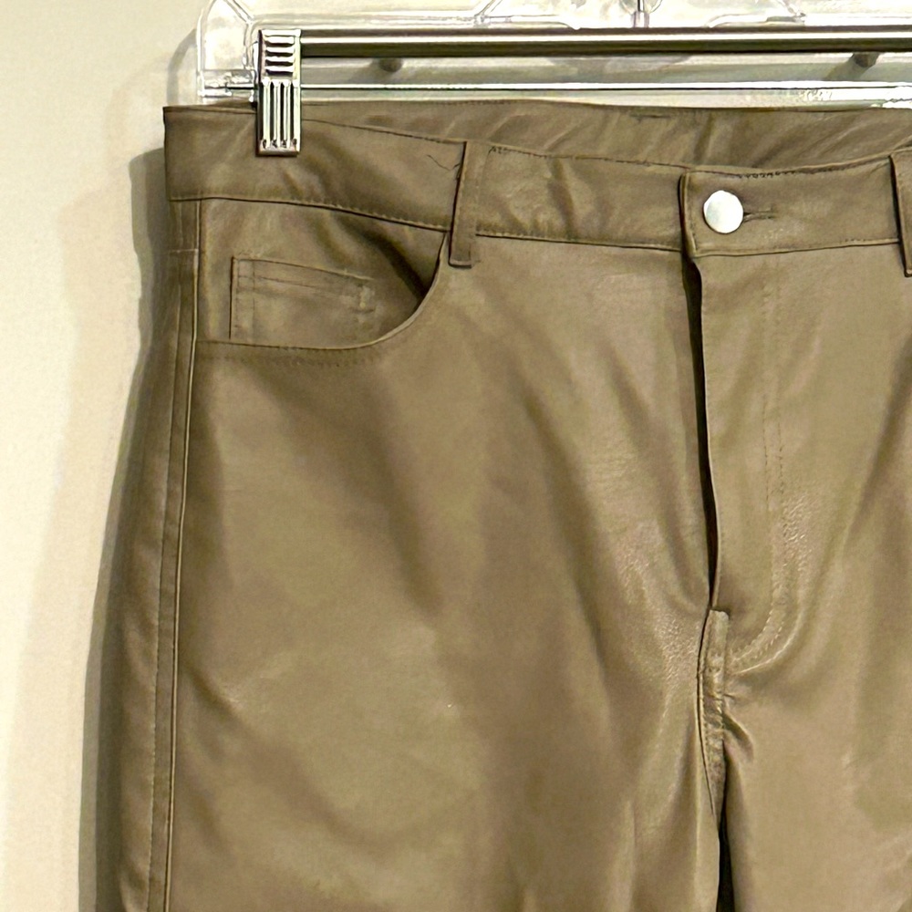 trendy H&M taupe faux leather pants